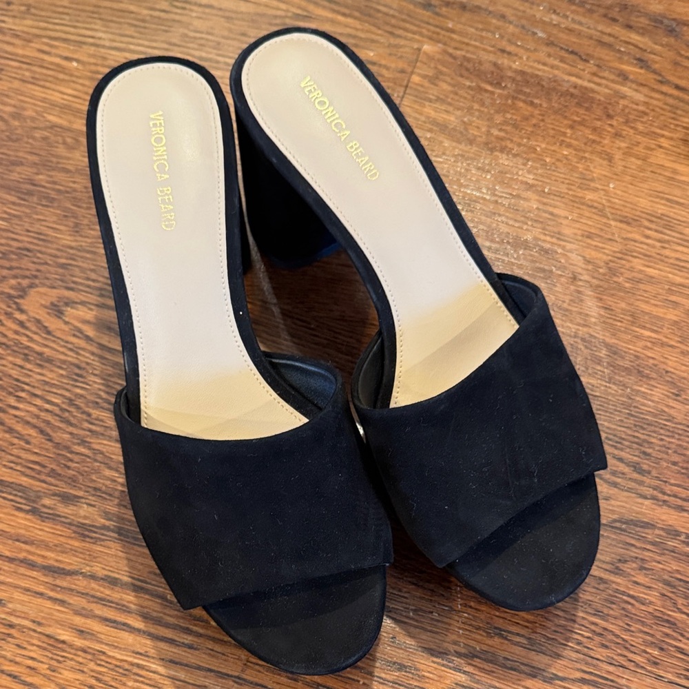 Veronica Beard Black Suede Mules
